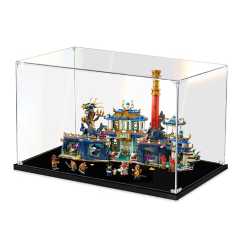 Figures Display Box für LE-GO für 80049 Drragon of the East Palacce Acryl staubdicht transparent Custom Display Case (kein Modell) (schwarz + 3 mm) von Shengor