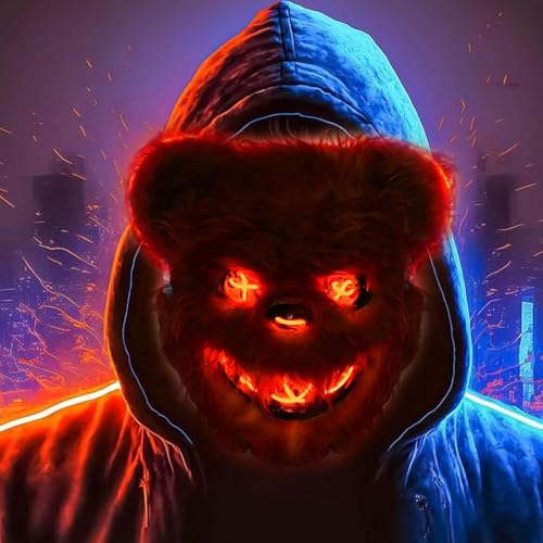 Halloween Maske Horror Bärenmaske,Gruselige Halloween Masken Led,Teddybär Maske,Gruselige Masken für Kinder,Grusel Maske Kinder,Lustige Maske für Halloween Kostüm Karnevalsparty Cosplay Maskerade von Shengou