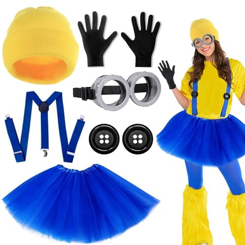 6 Stück Minion Kostüm Zubehör,Gelbes Kostüm Set für Cosplay,Kostüm Cosplay for Erwachsener and Kinder,Faschingskostüm,Steampunk Brille,Schwarze Handschuhe und Gelbe Beanie Hüte 6 Stück Minion Kostüm Zubehör,Gelbes Kostüm Set für Cosplay,Kostüm Cosplay for Erwachsener and Kinder,Faschingskostüm,Steampunk Brille,Schwarze Handschuhe und Gelbe Beanie Hüte von Shengruili