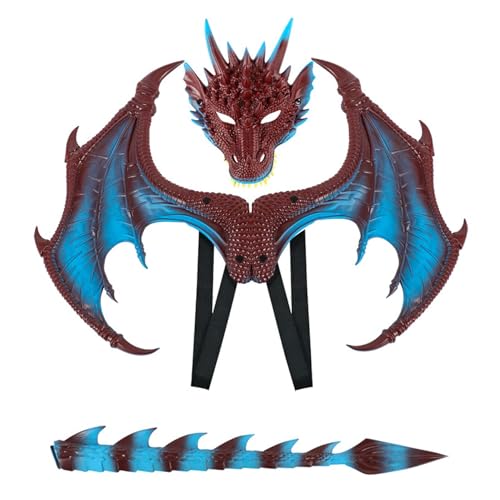 Drachenflügel,Dragon Wings,Halloween Drachen Maske,Drachen Cosplay Kostüm,Drachenmaske Kostüm Maskerade,Halloween Dragon Set,Drachen Kostüm für Kinder Jungen Mädchen Halloween Party Karneval von Shengruili