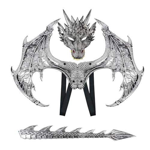 Drachenflügel,Dragon Wings,Halloween Drachen Maske,Drachen Cosplay Kostüm,Drachenmaske Kostüm Maskerade,Halloween Dragon Set,Drachen Kostüm für Kinder Jungen Mädchen Halloween Party Karneval von Shengruili