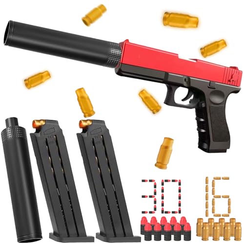 Spielzeug Pistole Kinder,Kinder Pistole mit Schalldämpfer,Soft Bullet Toy Gun Pistole,Schaumstoff Blaster,Blaster Toy Gun für 14+ Geburtstagsgeschenk von Shengruili