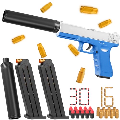 Spielzeug Pistole Kinder,Kinder Pistole mit Schalldämpfer,Soft Bullet Toy Gun Pistole,Schaumstoff Blaster,Blaster Toy Gun für 14+ Geburtstagsgeschenk von Shengruili