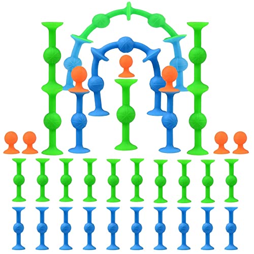 Saugnapf Spielzeug,25 Stück Montessori Badewannenspielzeug,Darts Sucker,Sucker Toy,Sauger Spielzeug,Silikon Bausteine Spielzeug,Reise Spielzeug,Montessori Spielzeug ab 3 Jahre von Shengruili