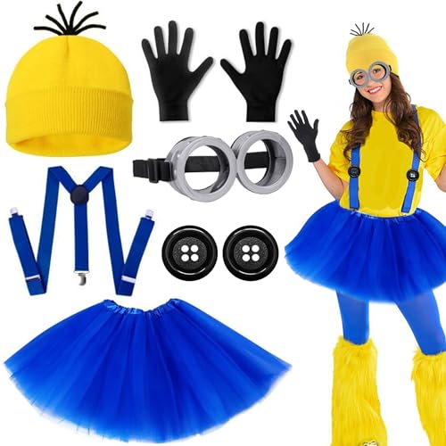 Shengruili 6 Stück Minion Kostüm Zubehör,Gelbes Kostüm set für cosplay,Kostüm Cosplay for Erwachsener and Kinder,Faschingskostüm,Steampunk Brille,Schwarze Handschuhe und Gelbe Beanie Hüte Shengruili 6 Stück Minion Kostüm Zubehör,Gelbes Kostüm set für cosplay,Kostüm Cosplay for Erwachsener and Kinder,Faschingskostüm,Steampunk Brille,Schwarze Handschuhe und Gelbe Beanie Hüte von Shengruili