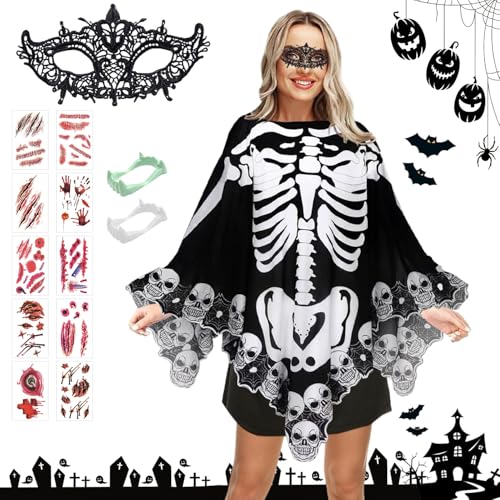 Shengruili Damen Halloween Spinnennetz Cape Umhang Kostüm von Shengruili