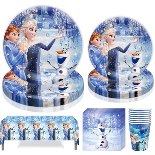 Frozen Geburtstagsdeko,51 Stück Ice Prinzessin Partygeschirr,Partygeschirr Set,Kindergeburtstag Party Tableware Supplies,Mädchen Eiskönigin Geburtstagsdeko für Mädchen Geburtstagsdeko 10 Gäste von Shengruili