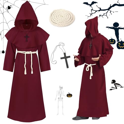 Shengruili Halloween Mönch Robe,Priester Robe Kostüm,Herren Cosplay Mönchskostüm von Shengruili