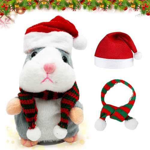 Shengruili Weihnachten Sprechender Hamster,Sprechende Hamster Wiederholt,Sprechender Hamster Set,Lustige Kinder Stofftiere,Weihnachten Deko von Shengruili