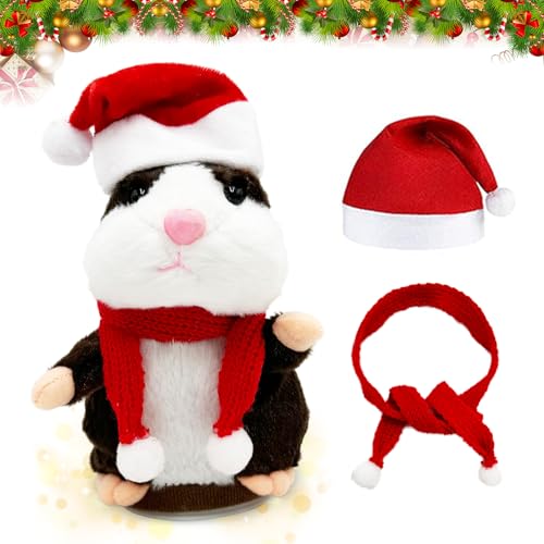 Shengruili Weihnachten Sprechender Hamster,Sprechende Hamster Wiederholt,Sprechender Hamster Set,Lustige Kinder Stofftiere,Weihnachten Deko von Shengruili