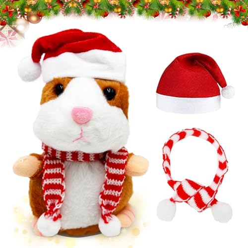 Shengruili Weihnachten Sprechender Hamster,Sprechende Hamster Wiederholt,Sprechender Hamster Set,Lustige Kinder Stofftiere,Weihnachten Deko von Shengruili