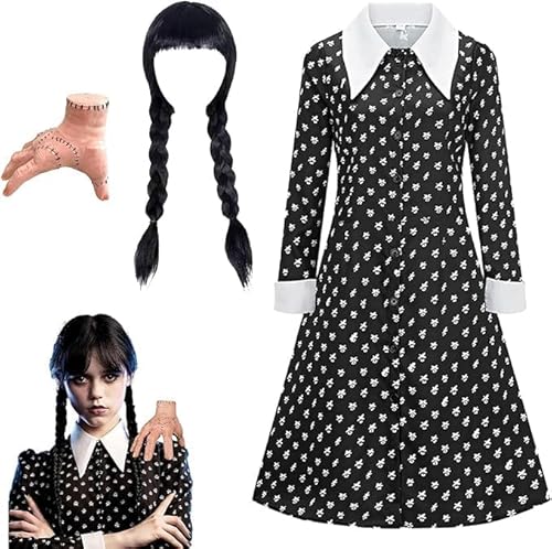 Shengruili Wednesday Kostüm Kleid für Mädchen,Wednesday Kleid für Kinder,Mittwoch Kostüm Mädchenkleid,Mittwoch Familie kostüm,wednesday Family Thing,für Cosplay Halloween Karneval Party Shengruili Wednesday Kostüm Kleid für Mädchen,Wednesday Kleid für Kinder,Mittwoch Kostüm Mädchenkleid,Mittwoch Familie kostüm,wednesday Family Thing,für Cosplay Halloween Karneval Party von Shengruili
