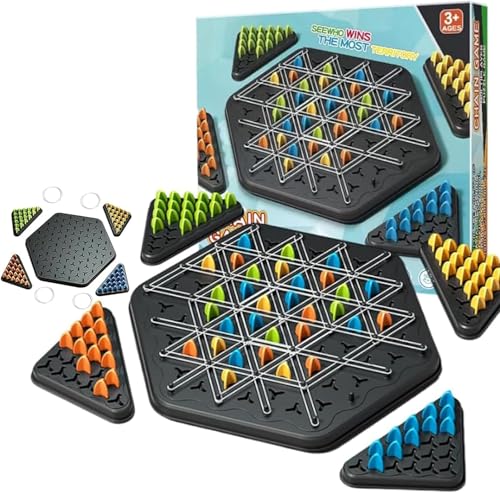 Triggle Spiel Gummibänder,Kettendreieck Schachspiel,Brain Games Triggle,Triggle Spiel Schach,Spiel Mit Gummibändern Dreieck,Triggle-Gummiband-Spiel,Ketten Dreieck Spiel,Strategie-Steckbrettspiel von Shengruili