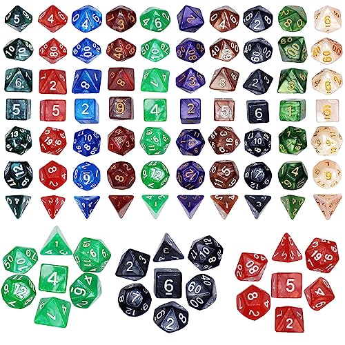 70 Stücke Polyedrische Würfel,10 X 7 Sets Vieleck Spiel Würfel,Polyeder Würfel,Würfelspiele Tischspiele,Mehrfarben Würfel Set,für DND RPG MTG Tischspiele von Shengruili