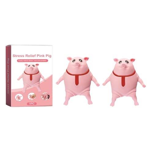 2PCS Stress Schwein Stress Spielzeug, Schweine Quetschspielzeug, Schweine Antistress Spielzeug, Squishy Squeeze Toys Fidget Toys, Anti Stress Schwein Rosa, Kreatives Dekompressions Piggy Für Kinder von Shenrongtong