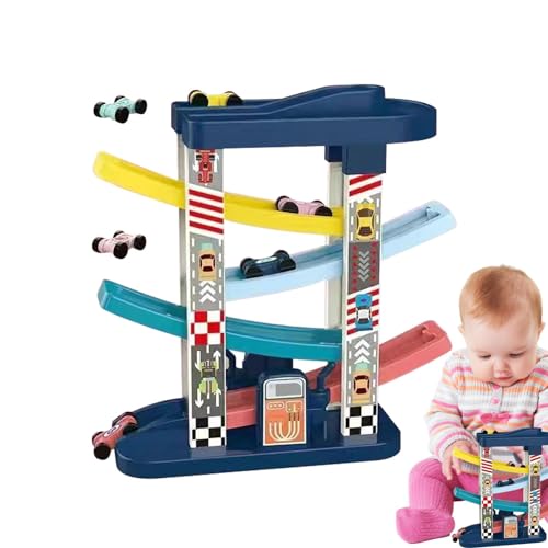 Auto Ramp Racer Spielzeug, Rennstrecken-Spielzeugset | Kinder Cartoon Ramp Racer Spielzeug | Niedliches Schienenspielset für und Mädchen, Retro-Rückziehfahrzeugspielzeug zur von Shenrongtong