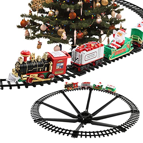 Elektrisches Zugset für den Weihnachtsbaum, elektrischer Weihnachtszug - Elektrisches Eisenbahngleis-Set - Weihnachtsspielzeug, Sound und Licht, elektrischer Weihnachtszug für Kinder von Shenrongtong