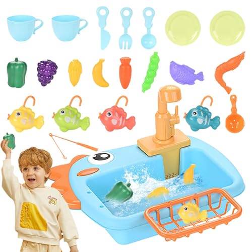 Geschirrspüler Spielzeug mit fließendem Wasser, tat Toy Waschbecken,Spielzeugspülen -Tabellengeschirr Zubehör mit fließendem Wasser - Probieren Sie Playset Accessoires, lustige Spielküche von Shenrongtong