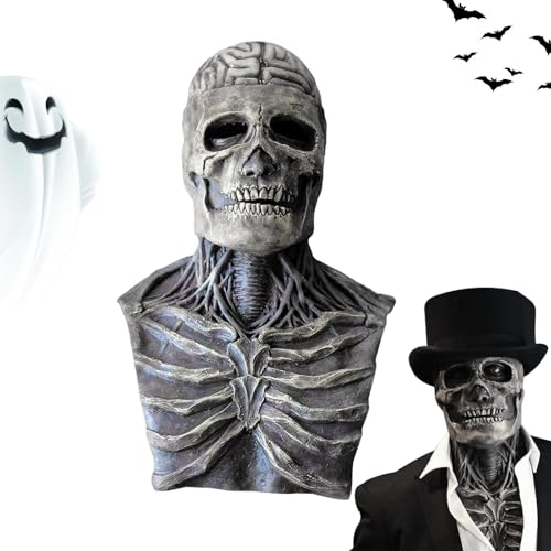 Gruselige Halloween-Gesichtsmaske, menschliches Skelett, realistische Halloween-Vollgesichts-Totenkopf-Kopfbedeckung für Männer, Frauen, Erwachsene, Freunde von Shenrongtong