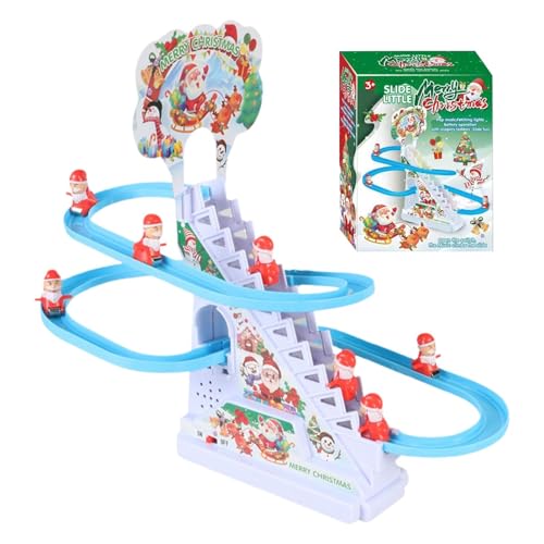 Kletterndes Weihnachtsmann-Rennspiel, Kletterndes Weihnachtsmann-Musikspielzeug, Achterbahn-Spielset-Weihnachtsspielzeug, Weihnachtsmann-Kletterspiel-Lernspielzeug, Weihnachtsrutsche mit Lichtern von Shenrongtong