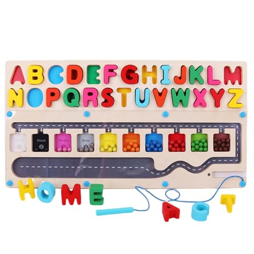 Magnetisches Farblabyrinth, Magnetlabyrinthe - Alphabet-Puzzles aus Holz - Lernen, Farbsortierung, Alphabet, Labyrinthbrett, Feinmotorik, Lernspielzeug für Vorschulkinder im Alter von 3–5 von Shenrongtong