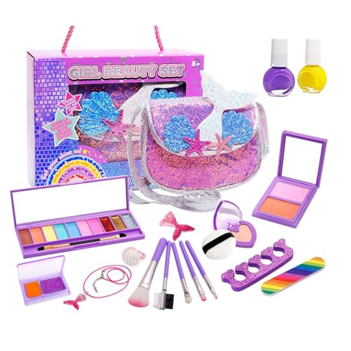 -Make-up-Set, Make-up-Spielzeug | 19x Make-up-Set für er und Mädchen | Echtes Make-up-Spielzeug für Mädchen, Make-up-Zubehör, waschbares Make-up-Spielzeug für Geburtstag, Weihnachten von Shenrongtong