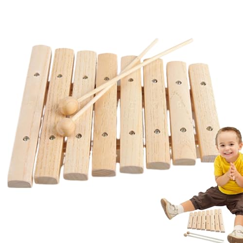 Natürliches Holz-Xylophon für Kinder, Holzschlaginstrumente für Kinder - Buntes Musikspielzeug - Boho Xylophon Musikinstrumente Spielzeug zum Geburtstag von Shenrongtong