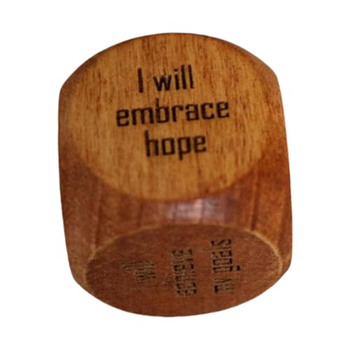 Positive Affirmationswürfel, handgefertigte Holzwürfel mit positiver Affirmation, „I Will Embraces Hope“-Positivwürfel, Holzwürfel mit positiven Aussagen, inspirierende Würfel für Erwachsene von Shenrongtong