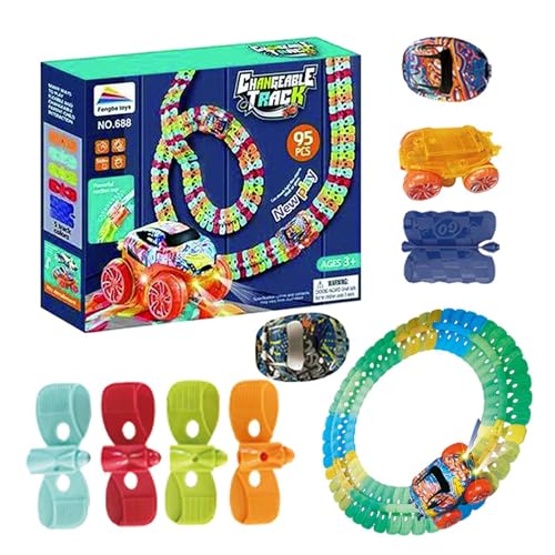 Puzzle-Rennwagen-Spielset,Puzzle-Racer-Auto-Schienenset - Flexible Autoschienen - Flexible Autostrecken, Rennstrecken-Spielset, lustiges kreatives Kinderspielzeug für Mädchen, von Shenrongtong