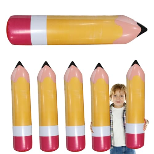 Riesen-Bleistift-Requisite, aufblasbarer Bleistift - 6 Stück aufblasbare Ballon-Klassenzimmerdekoration | Großer aufblasbarer Bleistift für Kinderpartys, riesige Bleistiftballons, von Shenrongtong
