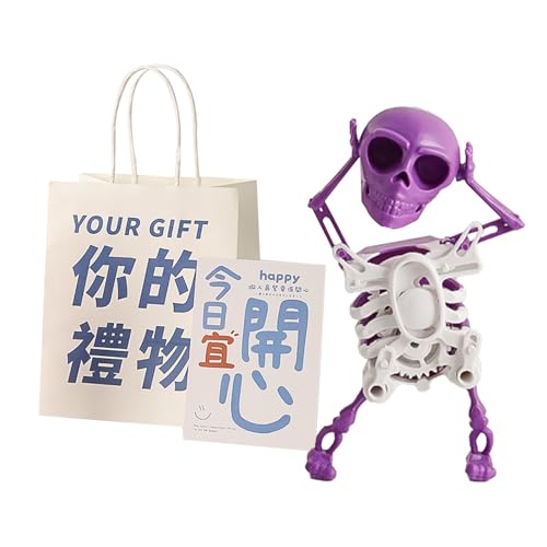 Schaukel-Skelett-Figur Spielzeug – Uhrwerk tanzendes lustiges Skelett | Menschliches Skelett Form Skelett Uhrwerk Spielzeug für Schlafsaal, Arbeitsbereich, Zuhause und Schule von Shenrongtong