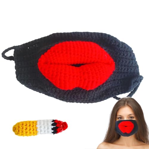 Shenrongtong Gehäkelte Gesichtsmaske, handgemachte Gesichtsmaske - Sausage Mouth Party Gestrickte Gesichtsmaske | Streich-Gesichtsmaske für Rollenspiele, Cosplay, Modenschauen, Bühnenshows von Shenrongtong