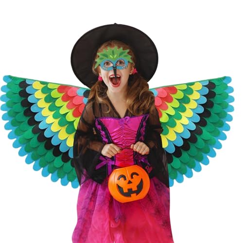 Shenrongtong Halloween-Flügel-Kostüm, Vogelflügel verkleiden - Kostümflügel mit Farbverlauf für Kinder - Hautfreundliche Pfauenkostüme, farbenfroher Flügel für Halloween von Shenrongtong