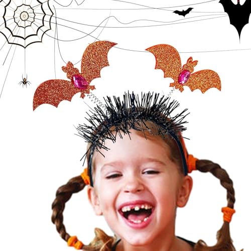 Shenrongtong Halloween-Stirnband für Mädchen,Schwarzes Stirnband für Mädchen - Gothic Fledermaus Kinder Kopfbedeckung - Leichtes Kinder-Stirnband, stilvolle Party-Kopfbedeckung für Maskerade, Cosplay von Shenrongtong