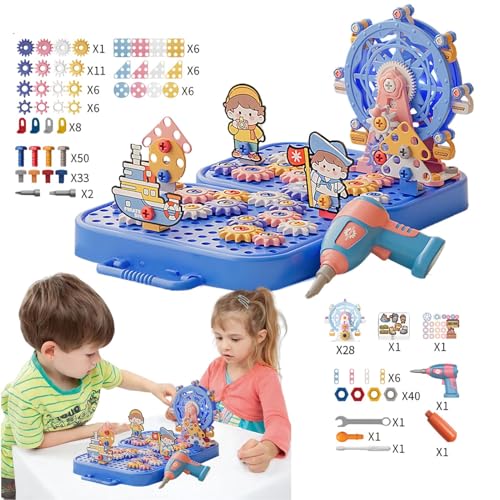 Shenrongtong Kinderbohrer und Schraubenspielzeug, Kleinkindbohrer und Schraubenspielzeug - Bauspiele | STEM -Bohrer Build -Kit für Kinder über 3 kreative Bauspielzeug für Jungenmädchen von Shenrongtong