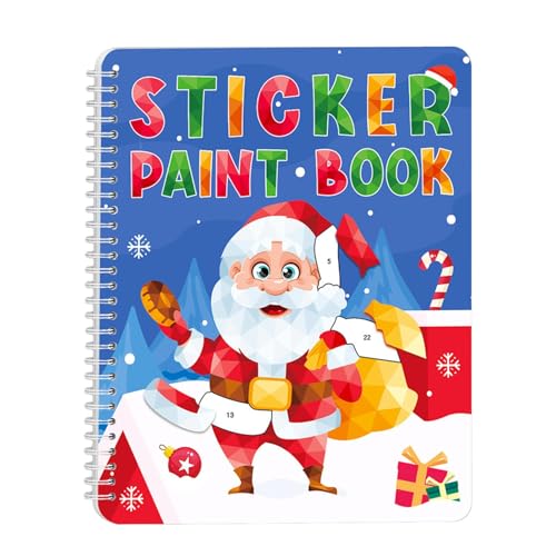 Shenrongtong Malen nach Sticker-Büchern, Sticker-Kunstbücher für Kinder, Bücher mit wiederverwendbaren Aufklebern zum Thema Weihnachten, Feinmotorikspielzeug, Lernaktivitäten im Vorschulalter, von Shenrongtong