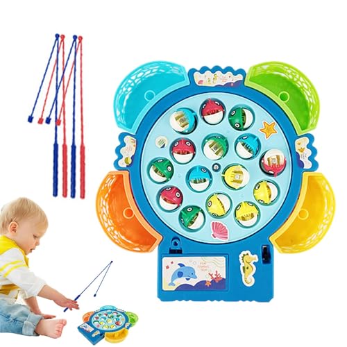 Shenrongtong Plattenspieler Fischereispiel, rotierendes Fischspiel mit Musik,Magnetischer Plattenspieler Fischereibrettspiel - Wechselnde Brettbadspielzeug für Mädchen, Kinder, Familie, Kinder von Shenrongtong