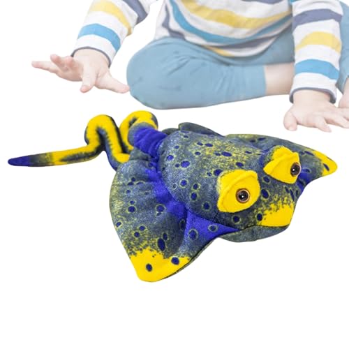 Shenrongtong Simulation Manta Ray Plüschtier,Manta Ray Plüsch - Cartoon-Meerestier-Kuscheltiere,Hautfreundliches Mantarochen-Stoffkissen, Plüschtier-Spielzeugpuppen für Kleinkinder, Mädchen, Familie von Shenrongtong