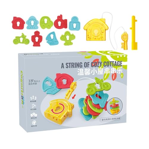 Shenrongtong Spielzeug zum Auffädeln, Spielzeug zum Schnüren für Kleinkinder - Cottage String Toys Lernspielzeug für Kleinkinder - Aktivitäten für Kleinkinder, Cottage-Rasselspielzeug für von Shenrongtong