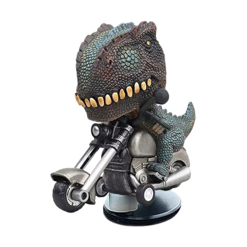 Shenrongtong T-Rex Auto-Armaturenbrett-Figur,Tyrannosaurus Rex Auto-Figur - Treibender Dinosaurier auf Motorrad Figur,Kreative T-Rex-Dinosaurier-Dekoration, neuartige Dinosaurier-auf-Motorrad-Figur von Shenrongtong