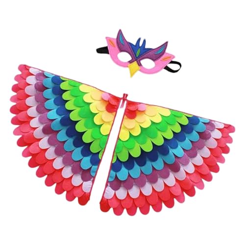 Shenrongtong Vogelflügel für Kinder, Halloween-Flügel-Kostüm - Kostümflügel mit Farbverlauf verkleiden,Hautfreundliche Pfauenkostüme, farbenfroher Flügel für Halloween von Shenrongtong