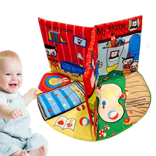 Stoffbücher für Babys – Tragbares, weiches 3D- -Szenen-Tuchbuch, Vorschul-Lernbücher, multifunktionales Lern- und Bildungsspielzeug, sensorisches Spielzeug für Vorschüler von Shenrongtong