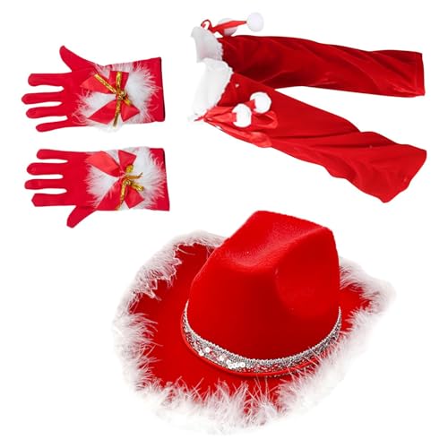 Weihnachtskostüme | Rote Outfits Weihnachtsmütze | 3x Weihnachtsmann Kostüm Set Fancy Weihnachtskostüme für Bühnenauftritt Urlaubspartys von Shenrongtong