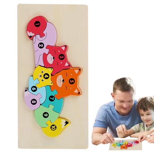 Zahlenrätsel mit Tieren, Tierpuzzle aus Holz - Lernspielzeug für Kinder aus Holz | Pädagogisches niedliches Tierpuzzle zum Lernen, Erkennen von Farben und Formen von Shenrongtong