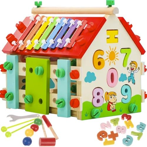 Sherwood Store Multifunktionales pädagogisches Holzhaus für Kinder ab 3 Jahren, Montessori-Spielzeug, sensorische Entwicklung des Kindes, regt seine Fantasie an von Sherwood Store