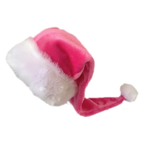 Shienfir Festliche Weihnachtsmütze aus rotem Samt, Weihnachtsmannmütze, Samt, Weihnachtsmannmütze für Erwachsene, festlich, Weihnachten, Neujahr, Party, Dekoration, Rosa von Shienfir