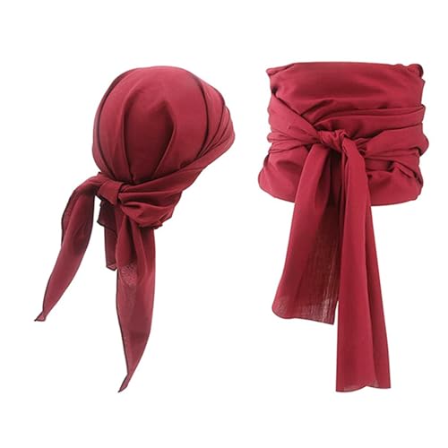 Shienfir Piratenkostüm, Bandana, Gürtel für Kostüme, Kopftuch, Set, Partys, Halloween, Weihnachten, Cosplay, Zubehör, Themenkleidung, Bühne, Weinrot, Einheitsgröße von Shienfir