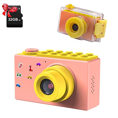 ShinePick Fotoapparat Kinder, Wasserdicht / 8MP / HD 1080P / 2 Inch Bildschirm/Foto & Video/Rahmen/Filter, Digitalkamera Kinder Kamera mit Speicherkarte, Geschenke für Kinder (Rosa) von ShinePick