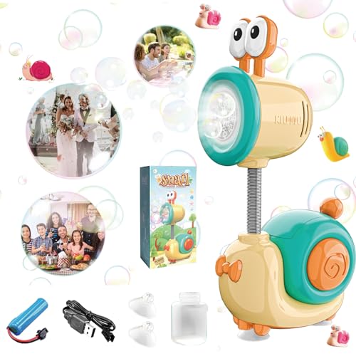 Shinybox Elektrisch Seifenblasenspielzeug, Schnecke Seifenblasenmaschine, Seifenblasenmaschine mit 90ML Seifenblasenlösung, Electric Schnecke Seifenblasen Maschine für Party/Hochzeit/Geburtstag(Gelb) von Shinybox