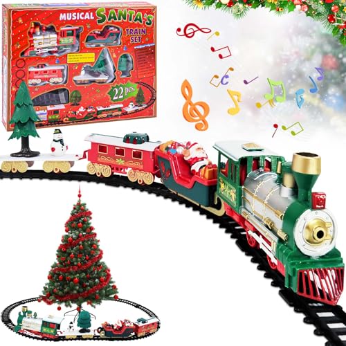 Shinybox Elektrischer Zug Set für Kinder, Weihnachtszug mit Licht, Geräuschen, Weihnachtszug um den Baum, Battery Operated Christmas Train Set, Weihnachtszug Sets für unter Dem Baum von Shinybox